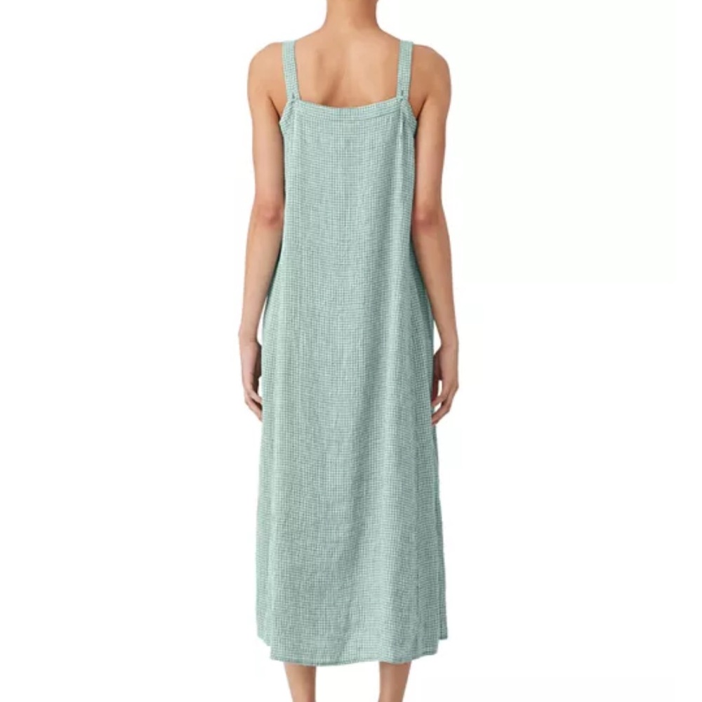 Eileen Fisher Organic Linen Midi Checkered Dress - Picture 4 of 11